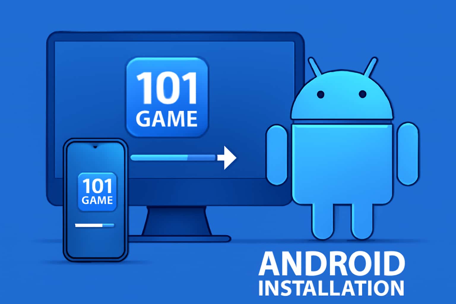Visual representation of the 101 Game Android installation process with clear text.