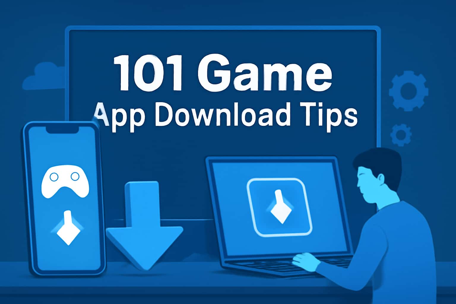 An informative scene depicting tips for downloading the 101 Game app.