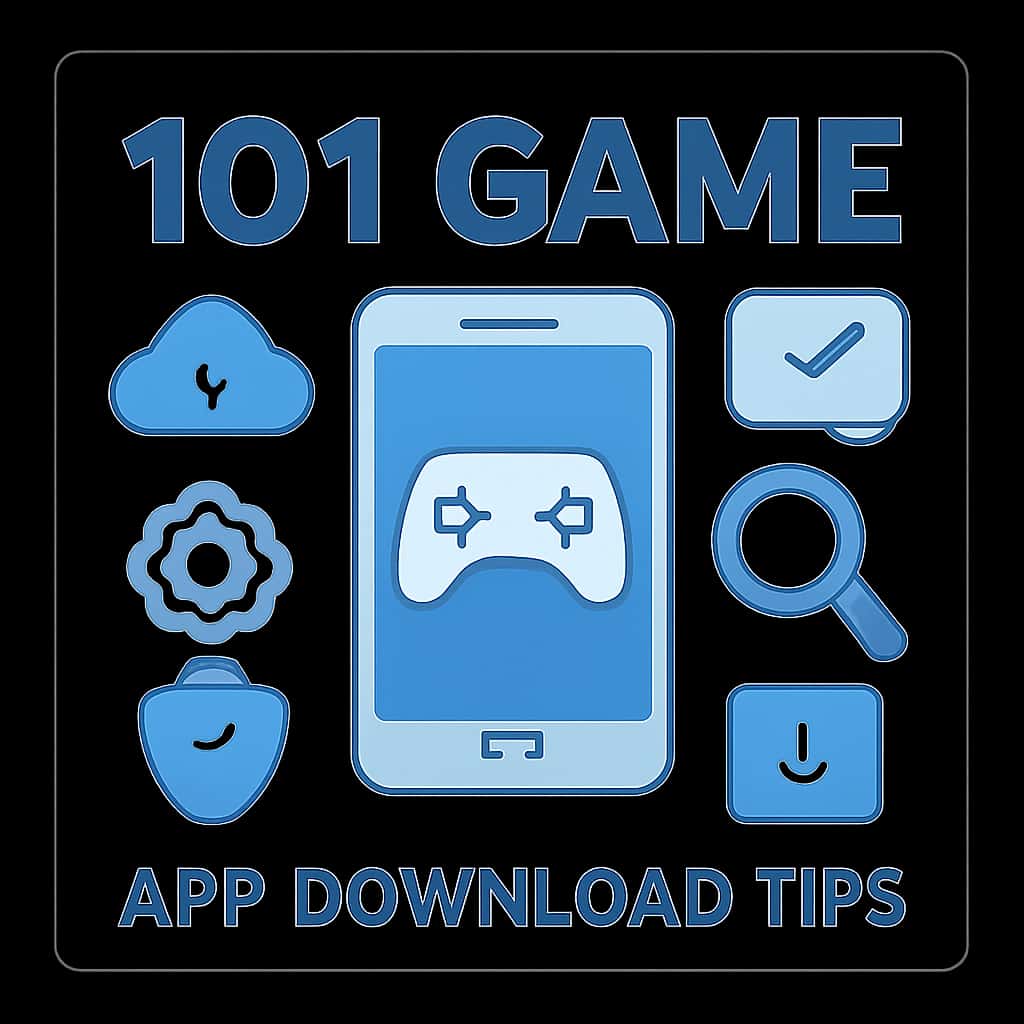 An educational diagram illustrating the downloading process for 101 Game.