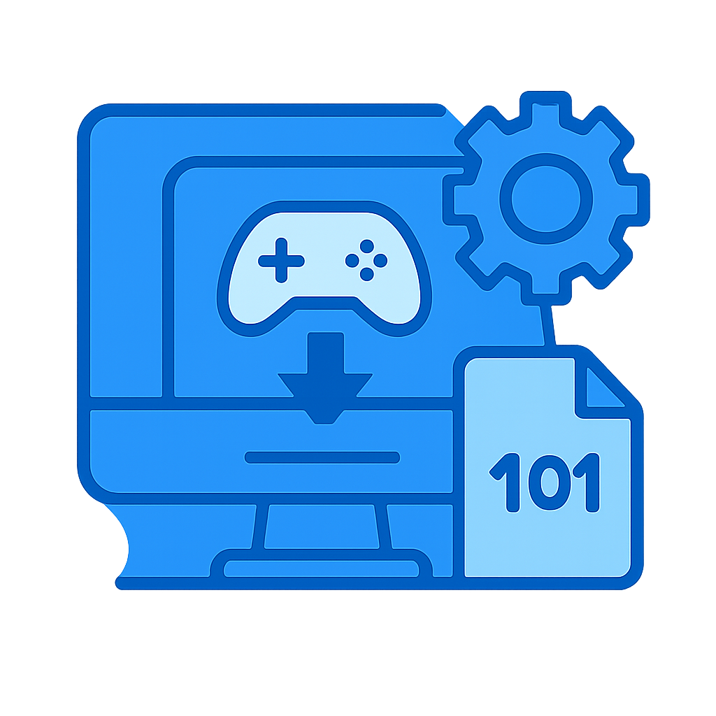An educational diagram illustrating the downloading process for 101 Game.