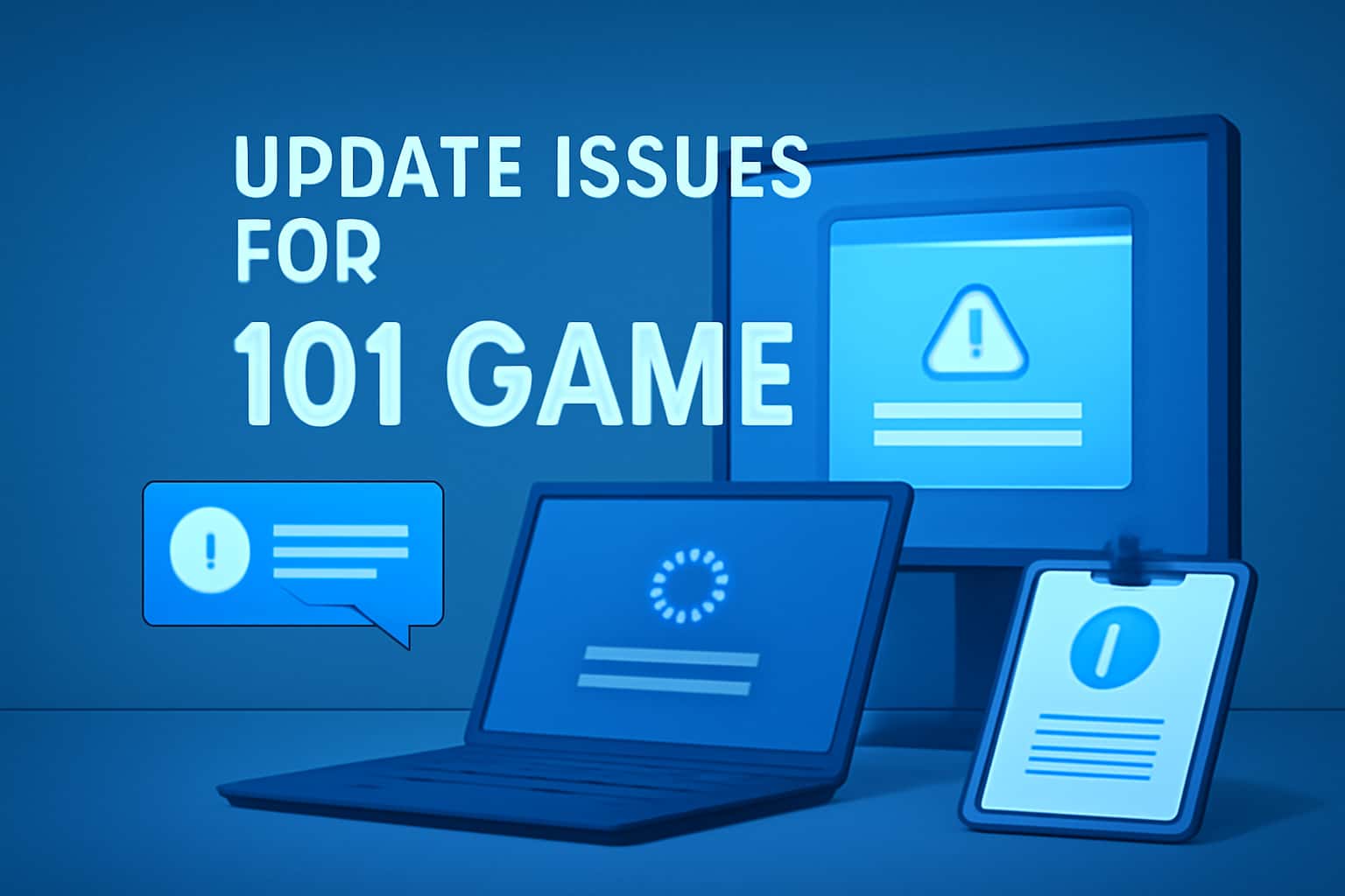 Informational scene about update issues related to 101 Game.