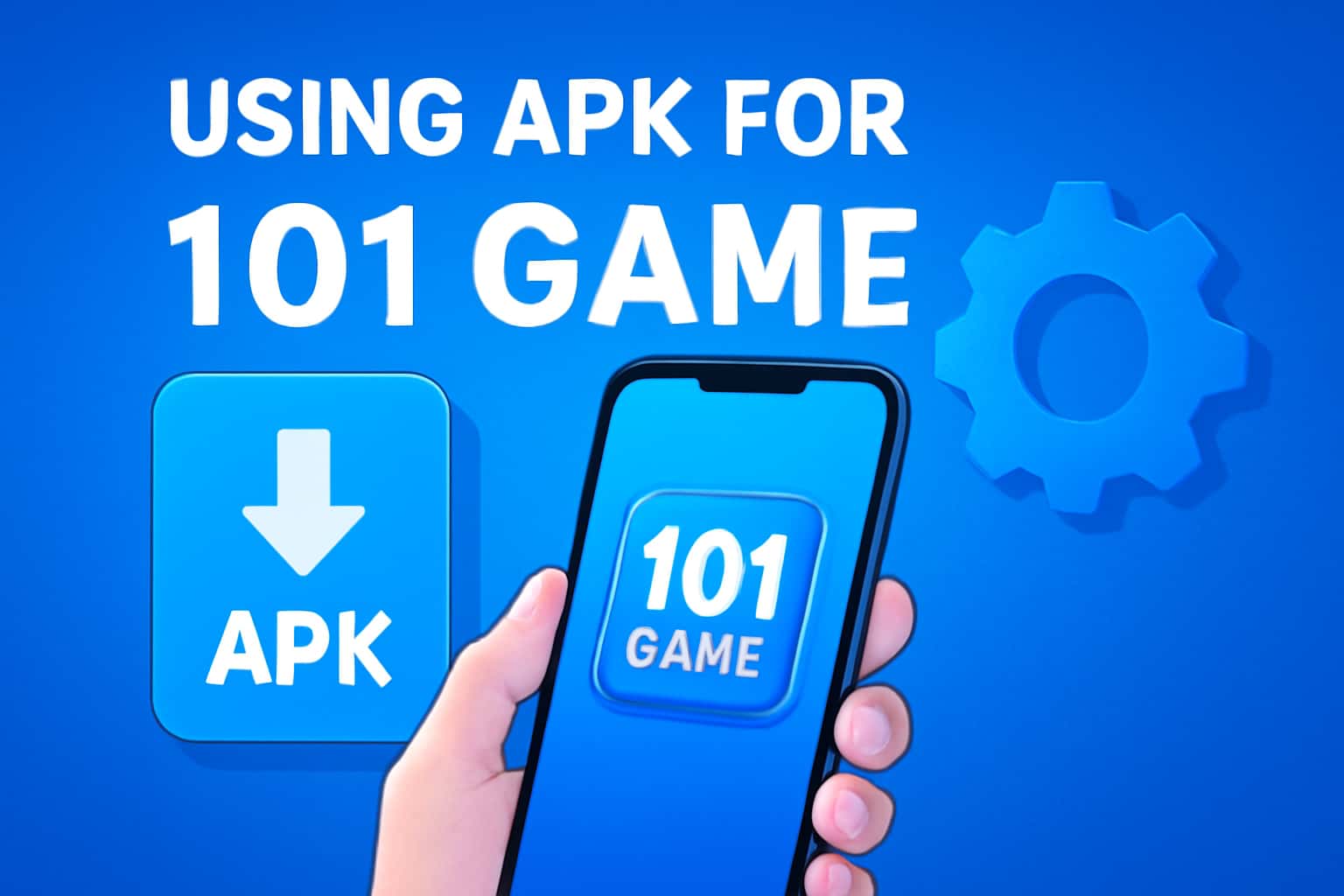 A futuristic scene depicting the APK installation process for 101 Game.