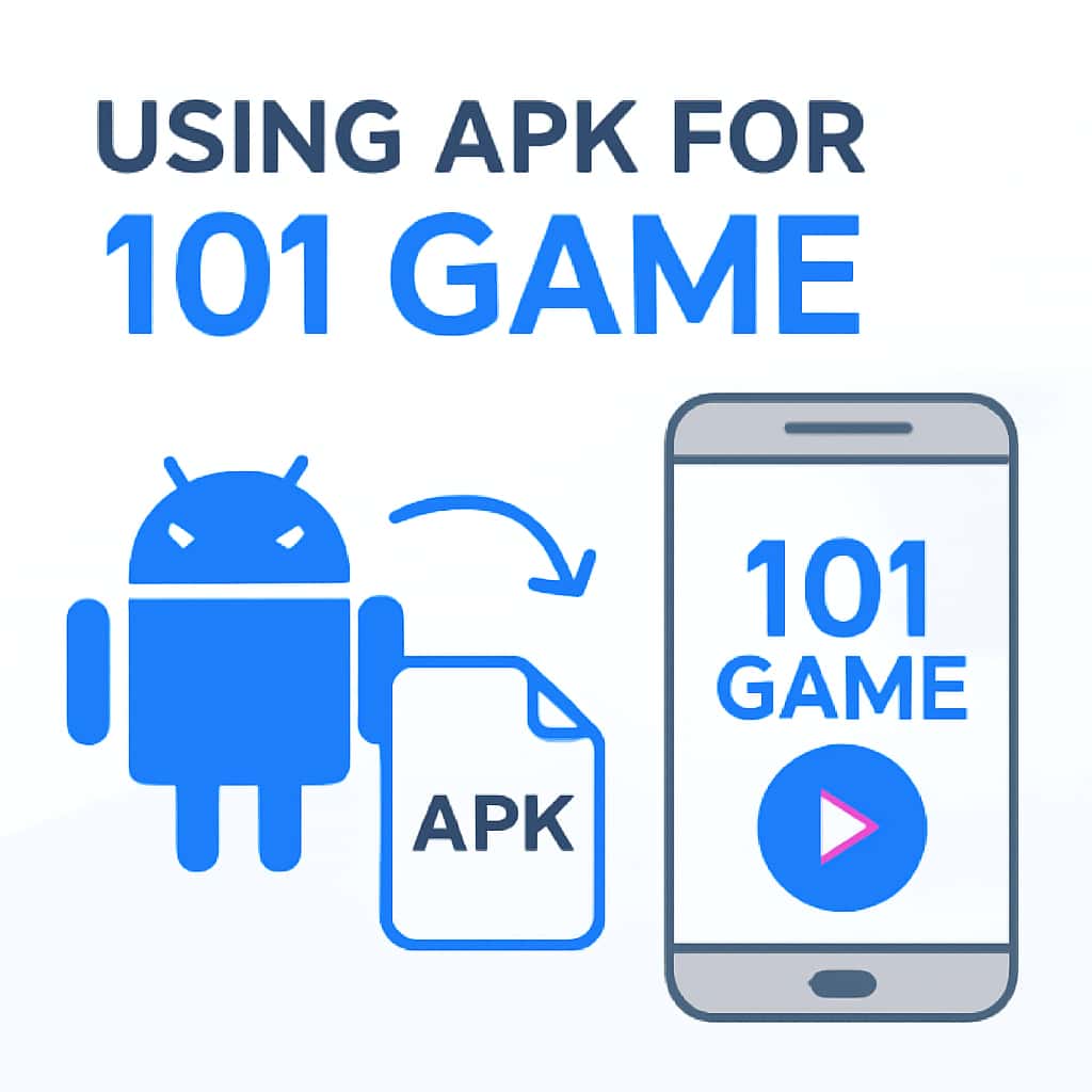An educational diagram illustrating the APK installation steps for 101 Game.