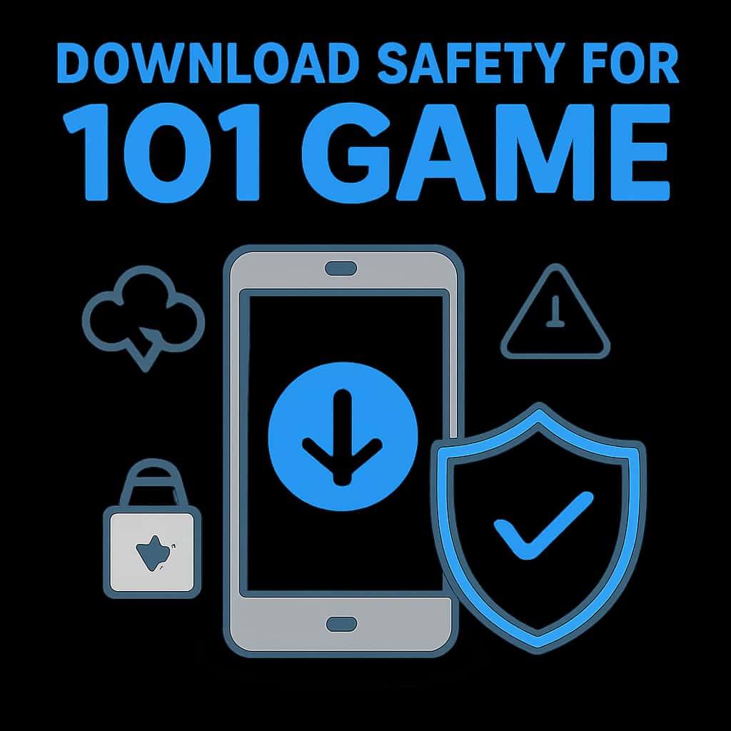 Illustration depicting safe download steps for 101 Game.