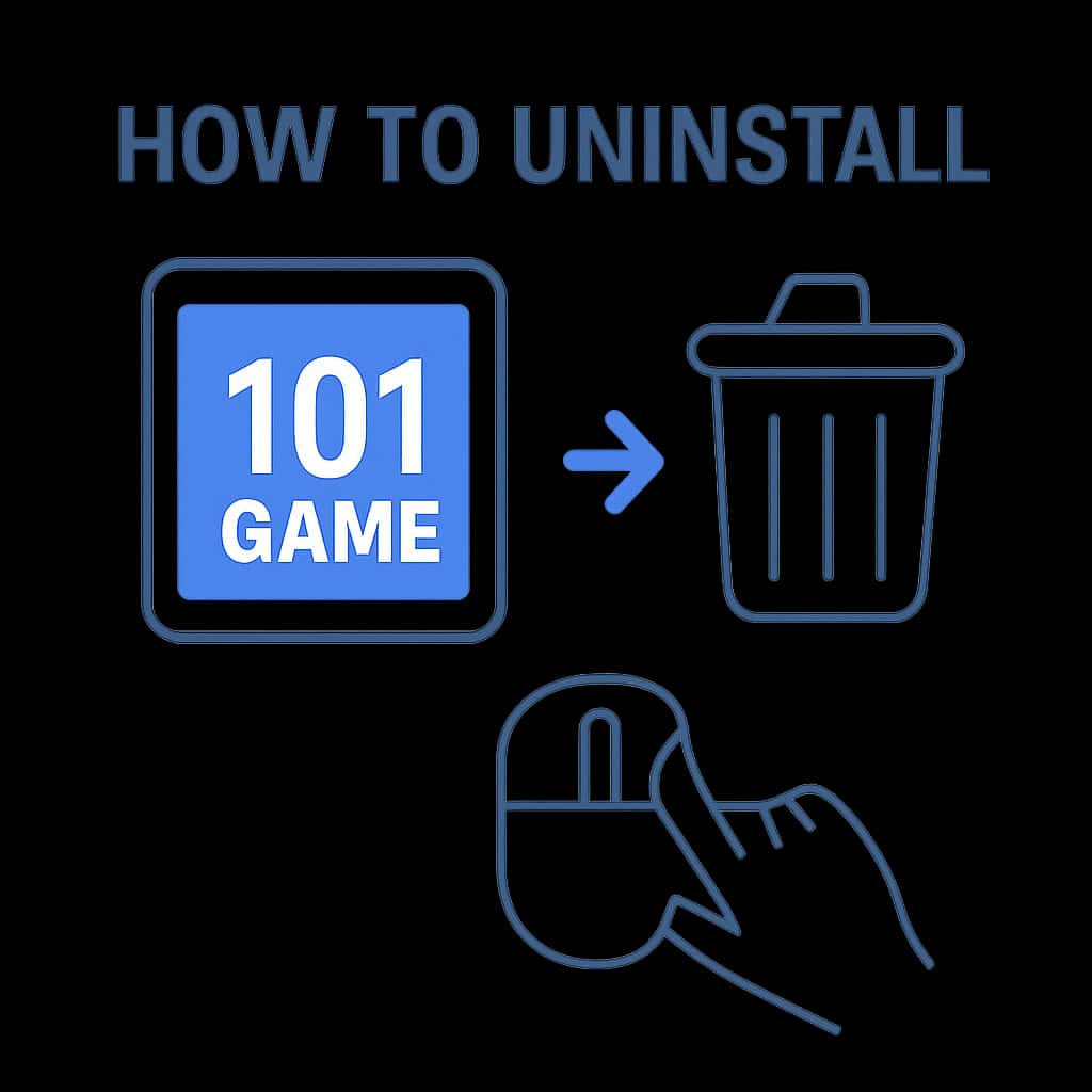 An educational diagram outlining the steps to uninstall 101 Game.