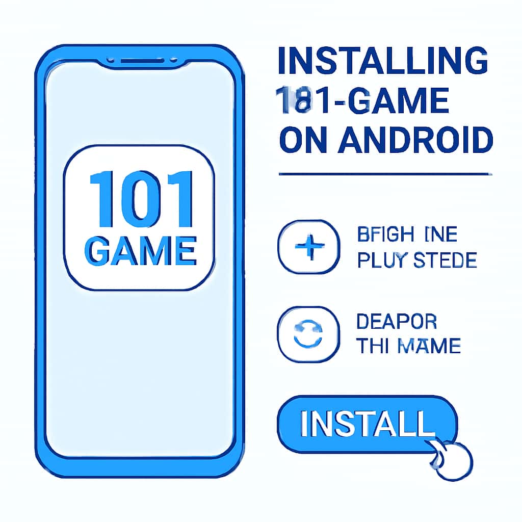 An educational diagram illustrating the installation process of 101 Game on Android.