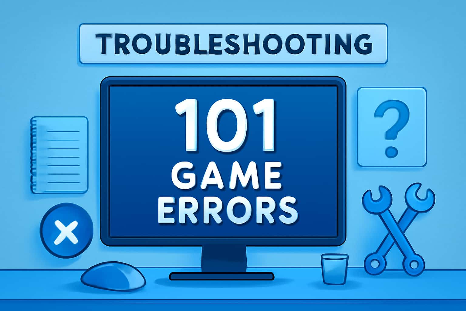 Visual representation of troubleshooting errors in the 101 Game, featuring on-screen error messages and diagnostics.